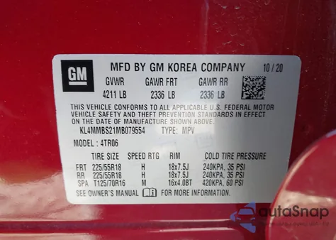 2021 Buick Encore Gx Fwd Preferred из США, поврежденный, VIN KL4MMBS21MB079554